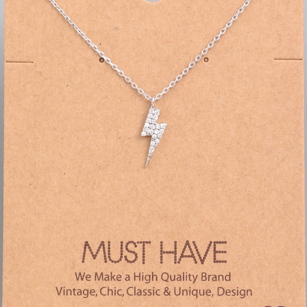 NEW✨Lightning bolt jeweled sparkle silver necklace